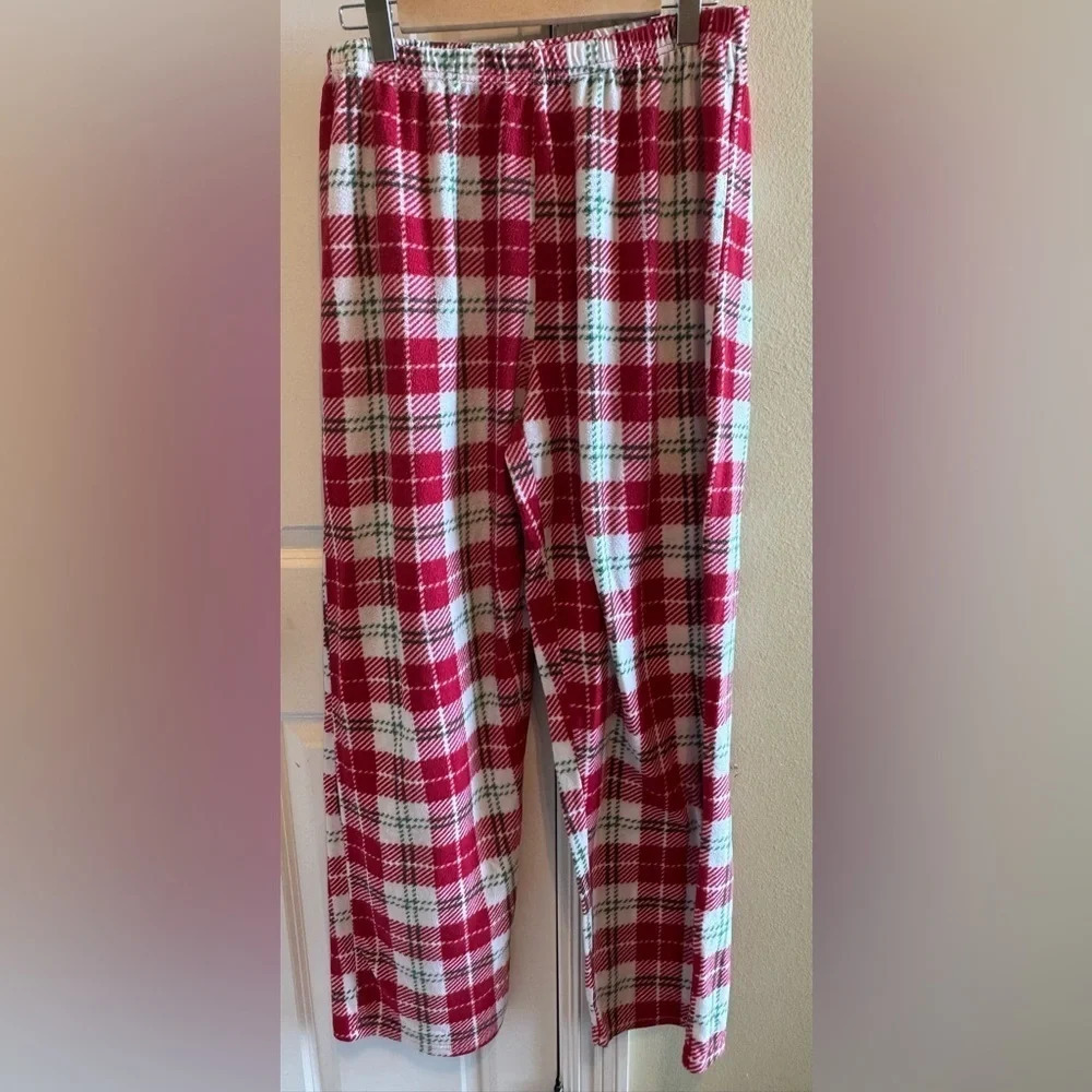 ED Ellen Degeneres Green Red White Christmas Plaid Pajama Pants Women’s Sz XL